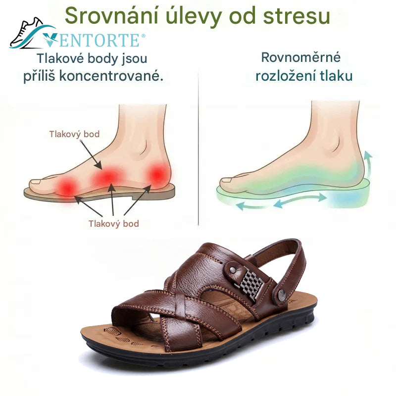 🎉Poslední den! Sleva 50 %! ✅ Ortopedické kožené sandály určené pro osoby s problémy s nohama k úlevě od bolesti zad, kloubů a chodidel.