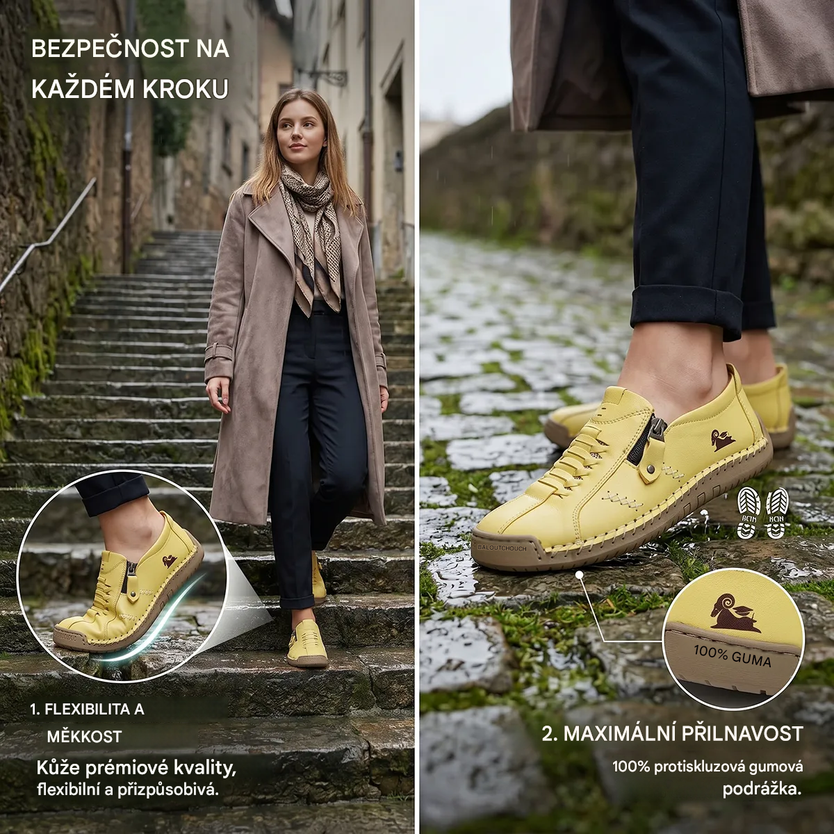 🔥 Dnešní speciální nabídka: sleva 60 %! 🎁 Dámské kožené mokasíny na zip, pohodlné ergonomické boty, nazouvací ležérní turistické boty