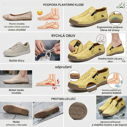 🔥 Dnešní speciální nabídka: sleva 60 %! 🎁 Dámské kožené mokasíny na zip, pohodlné ergonomické boty, nazouvací ležérní turistické boty