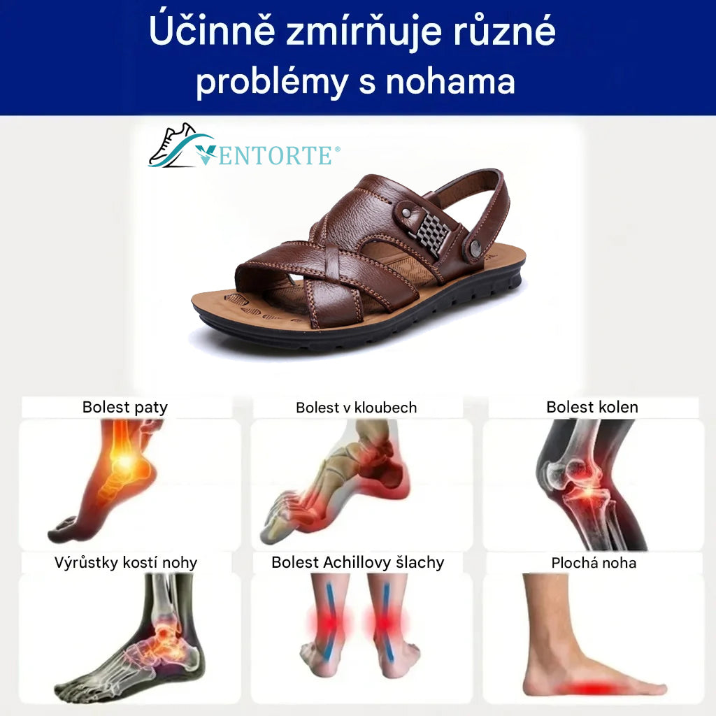 🎉Poslední den! Sleva 50 %! ✅ Ortopedické kožené sandály určené pro osoby s problémy s nohama k úlevě od bolesti zad, kloubů a chodidel.