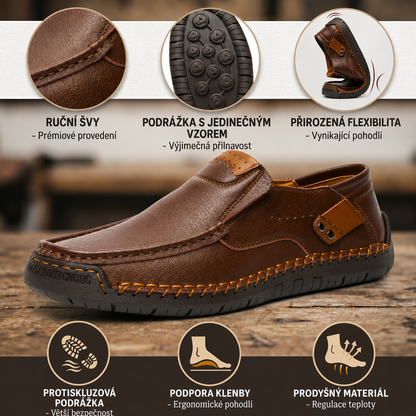 Prémiové kožené mokasíny - Pohodlí a styl - Ergonomický design s oporou klenby, voděodolné a protiskluzové. 🔥 Sleva 50 % po omezenou dobu!