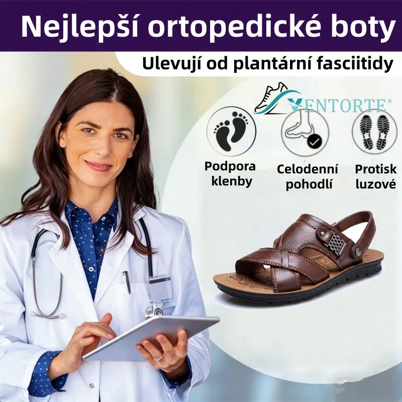 🎉Poslední den! Sleva 50 %! ✅ Ortopedické kožené sandály určené pro osoby s problémy s nohama k úlevě od bolesti zad, kloubů a chodidel.