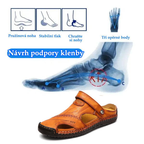 🔥 50% sleva | Ortopedické kožené sandály Ventorte® | Poskytují oporu klenby pro úlevu od bolesti; lehké, tlumí nárazy a mají nepromokavý kožený svršek.