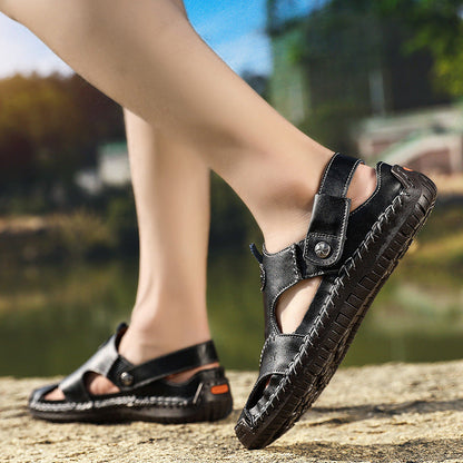 🔥 50% sleva | Ortopedické kožené sandály Ventorte® | Poskytují oporu klenby pro úlevu od bolesti; lehké, tlumí nárazy a mají nepromokavý kožený svršek.