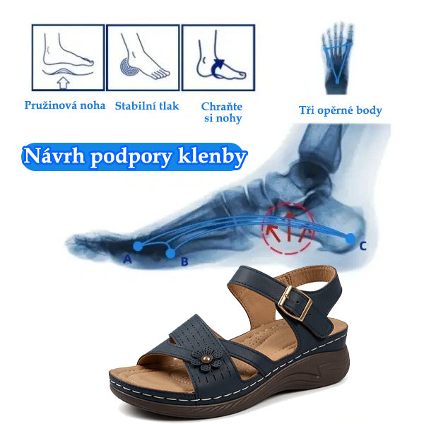 Ergonomické ortopedické sandály – s podporou klenby, která pomáhá zmírnit bolest nohou, stabilizovat patu a snížit nestabilitu při chůzi