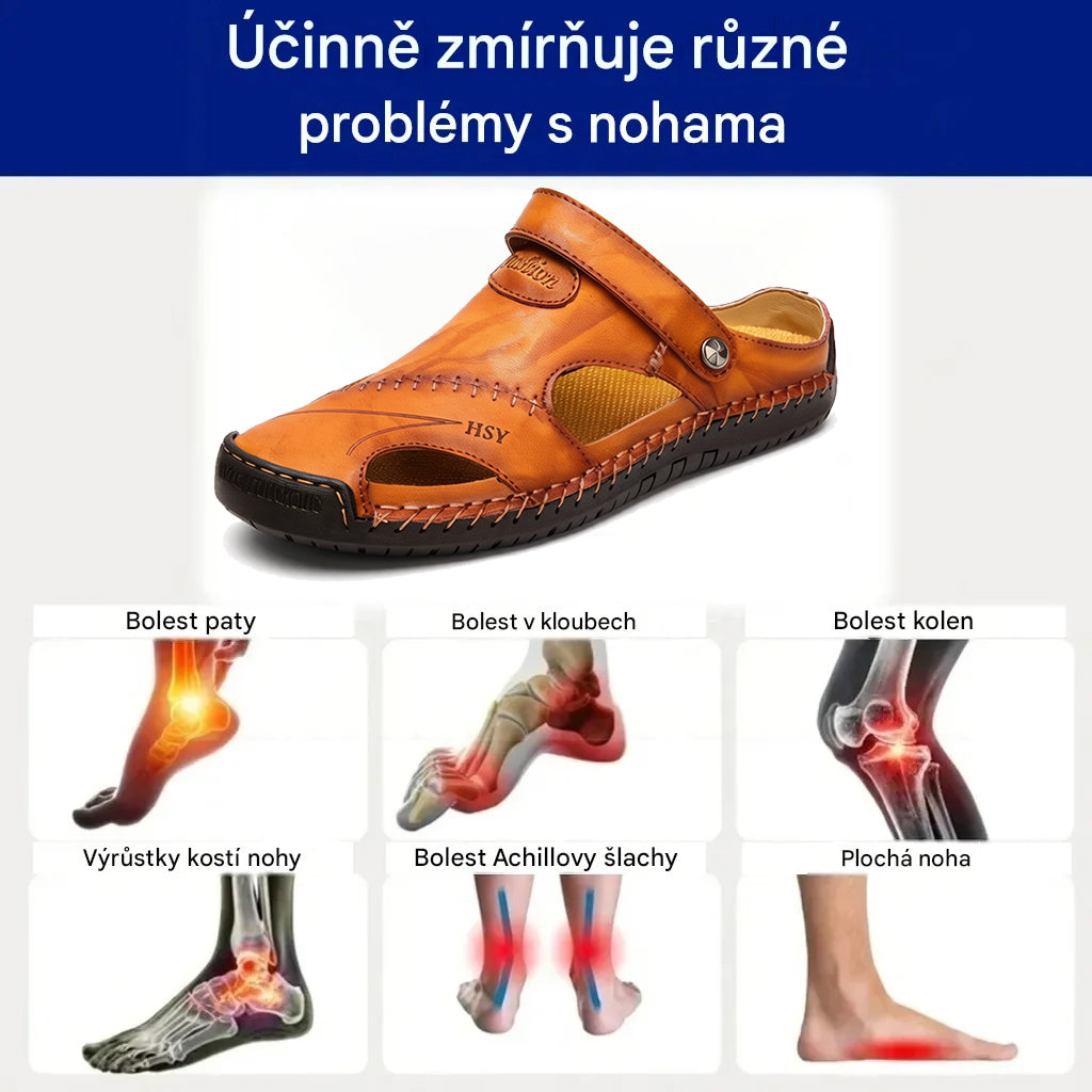 🔥 50% sleva | Ortopedické kožené sandály Ventorte® | Poskytují oporu klenby pro úlevu od bolesti; lehké, tlumí nárazy a mají nepromokavý kožený svršek.