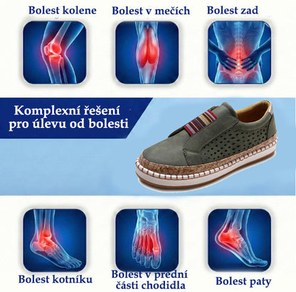 Pohodlná ortopedická obuv – s podporou klenby, zmírňuje bolest; prodyšná.