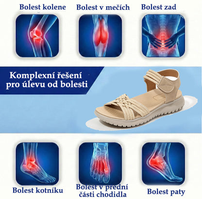 [🎁Dnes za poloviční cenu - Nenechte si to ujít] Letní klasické dámské ortopedické sandály s diamantovými cvočky pro tlumení nárazů - snižují tlak při chůzi 👞 Usnadňují chůzi