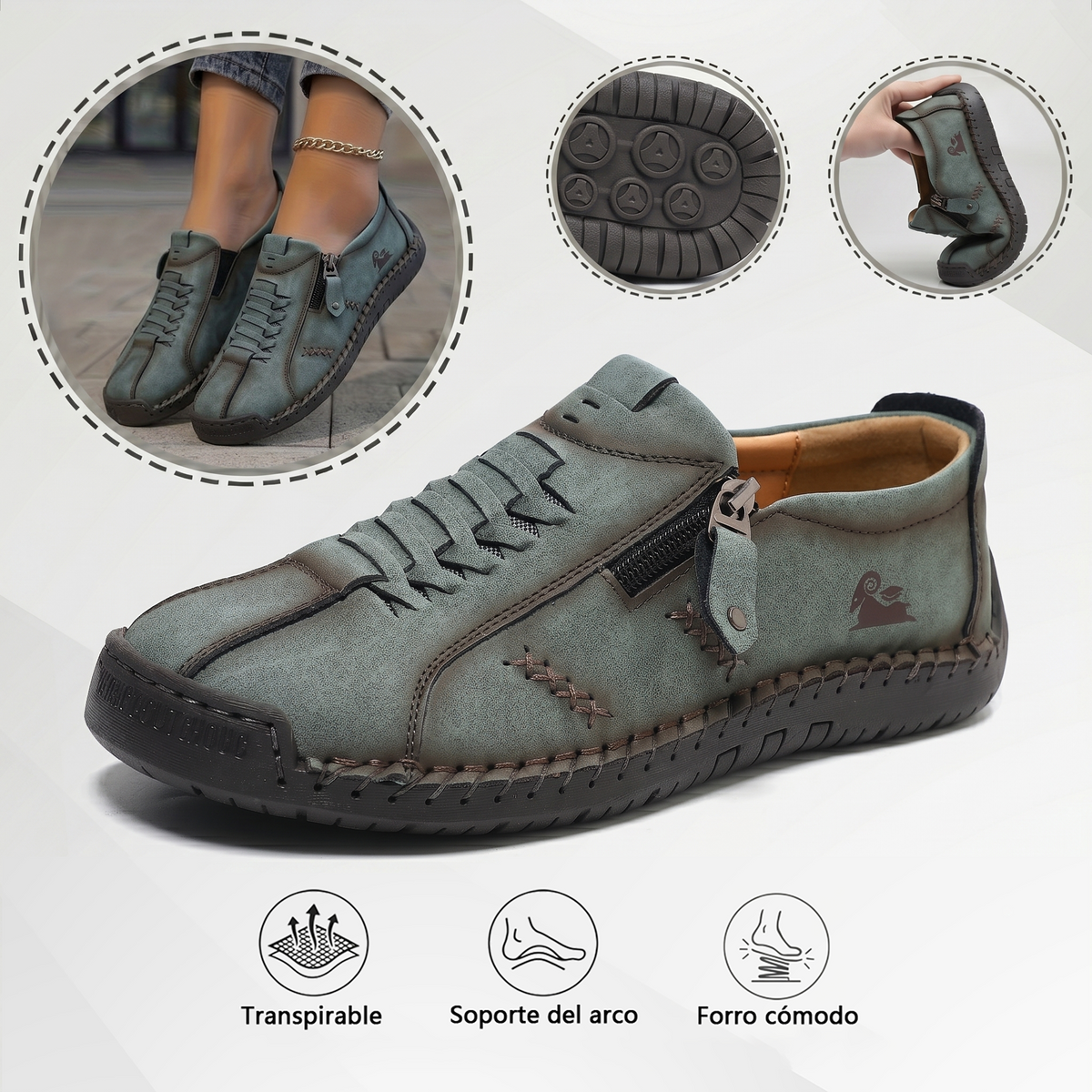 🔥 Dnešní speciální nabídka: sleva 60 %! 🎁 Dámské kožené mokasíny na zip, pohodlné ergonomické boty, nazouvací ležérní turistické boty