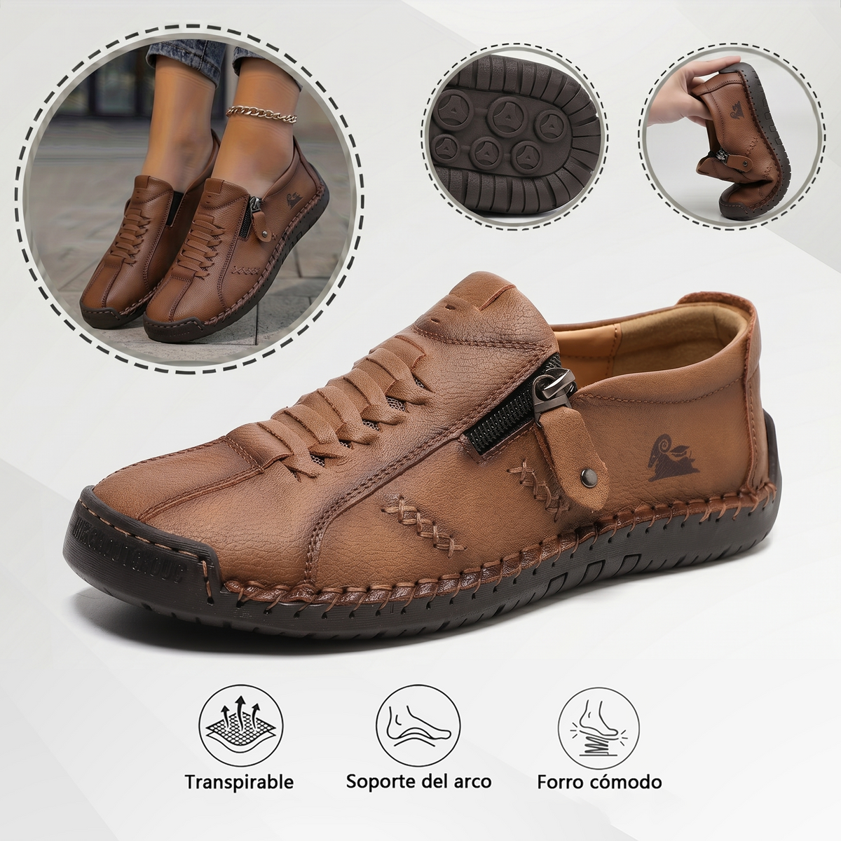 🔥 Dnešní speciální nabídka: sleva 60 %! 🎁 Dámské kožené mokasíny na zip, pohodlné ergonomické boty, nazouvací ležérní turistické boty