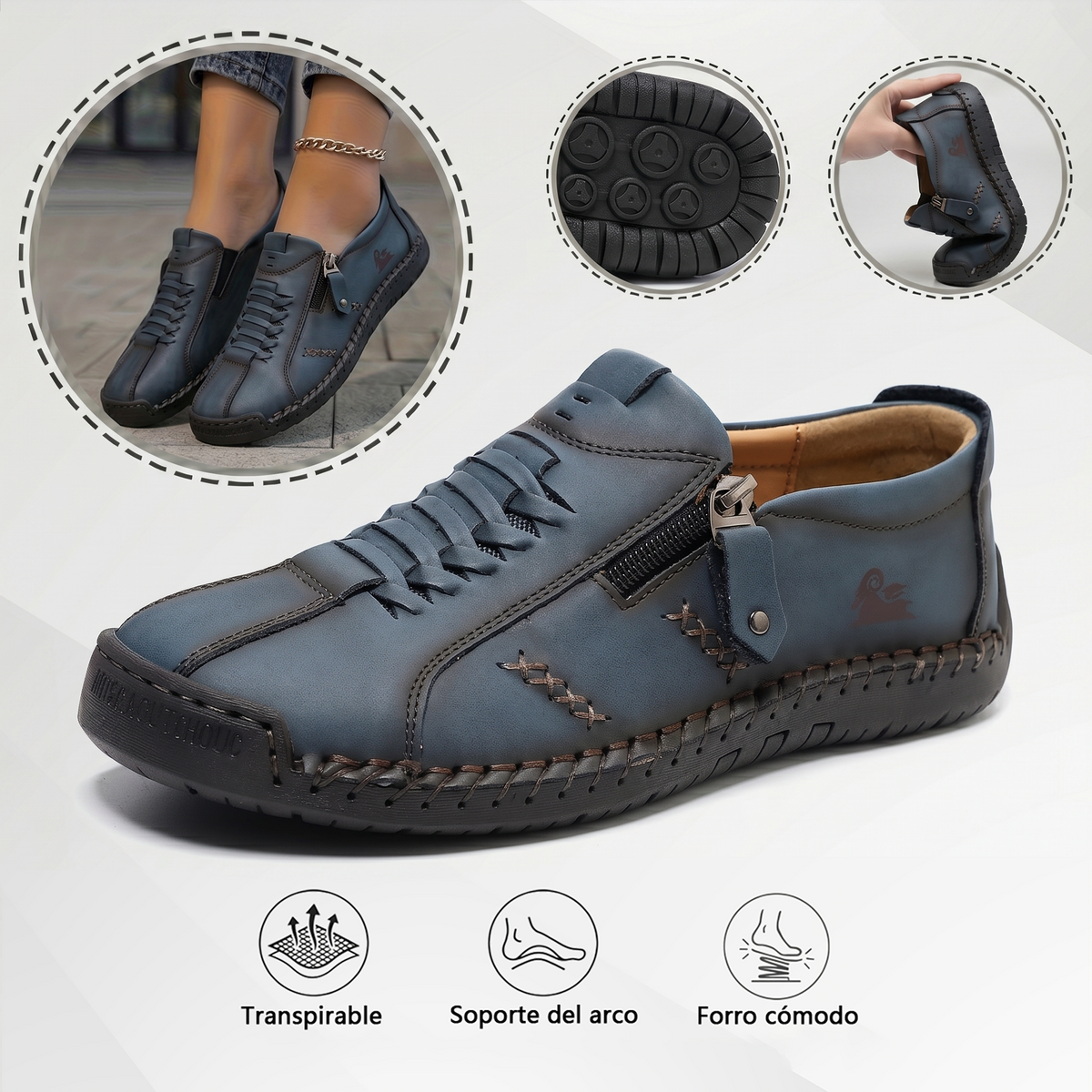 🔥 Dnešní speciální nabídka: sleva 60 %! 🎁 Dámské kožené mokasíny na zip, pohodlné ergonomické boty, nazouvací ležérní turistické boty
