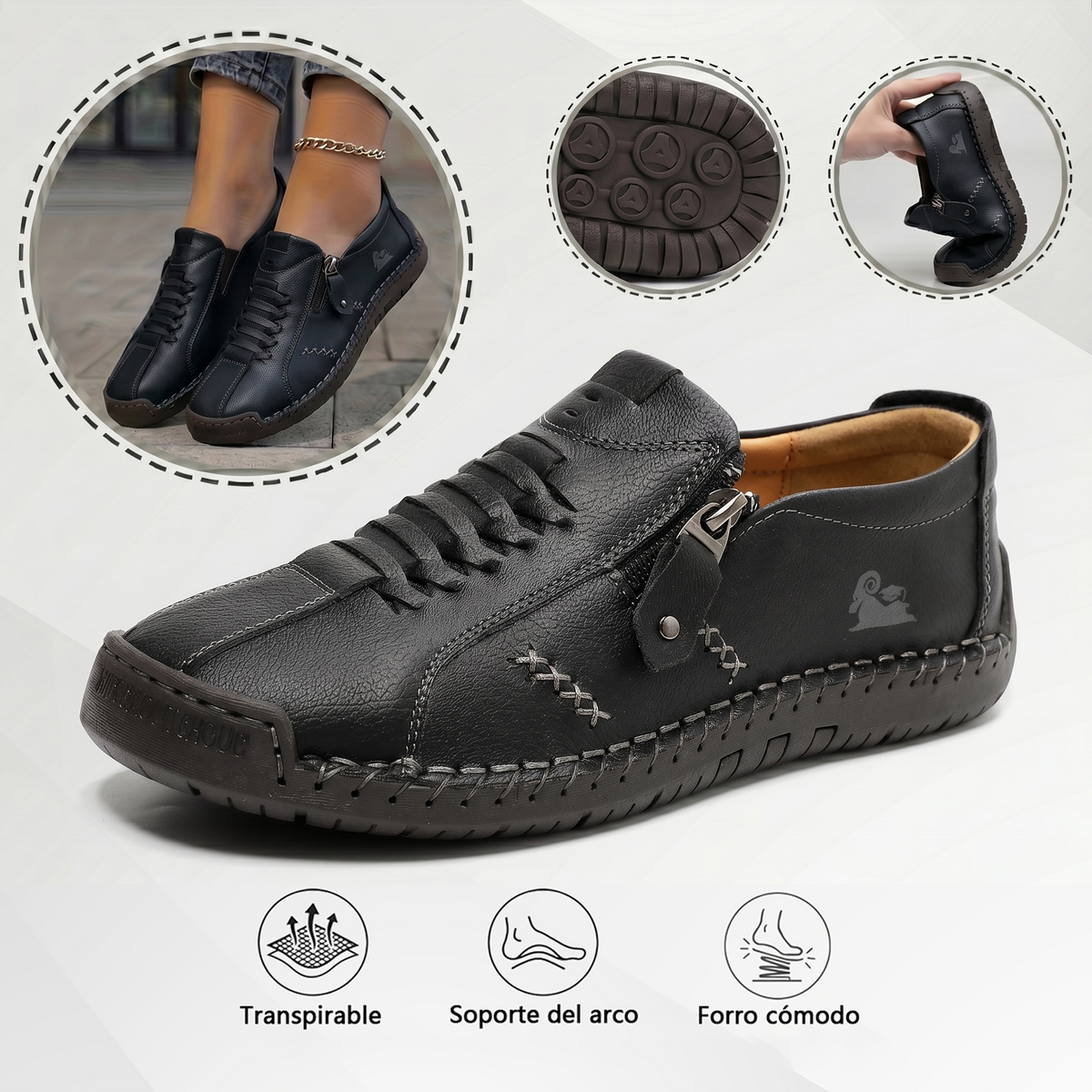 🔥 Dnešní speciální nabídka: sleva 60 %! 🎁 Dámské kožené mokasíny na zip, pohodlné ergonomické boty, nazouvací ležérní turistické boty